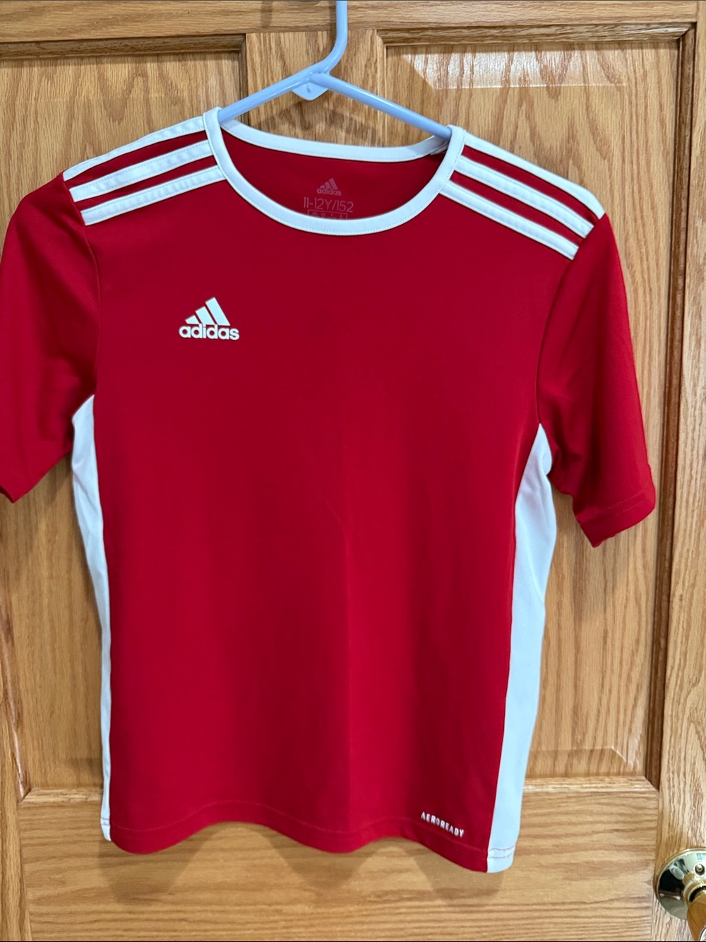 adidas Red and White Kids Athletic Tee